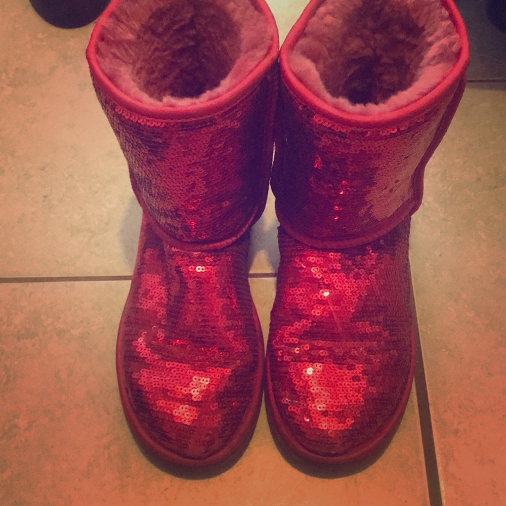 Red sequins ugg boots